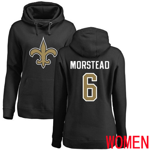 New Orleans Saints Black Women Thomas Morstead Name and Number Logo NFL Football 6 Pullover Hoodie Sweatshirts
